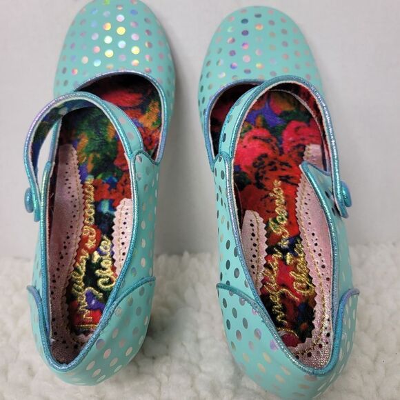 Irregular Choice  Doty For You Womens Size 10.5 Polka Dot Blue Metallic New - Picture 7 of 9